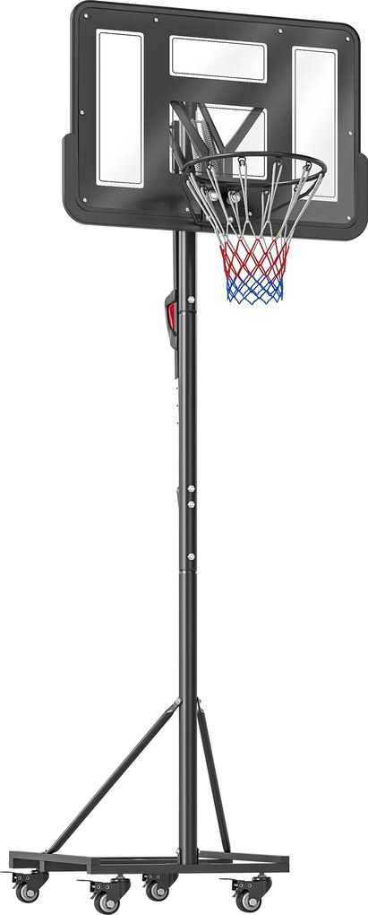 SPORTNOW tabela de Basquetebol para Exterior com Altura Ajustável 235-305 cm Saco de Peso e Rodas Preto | Aosom Portugal