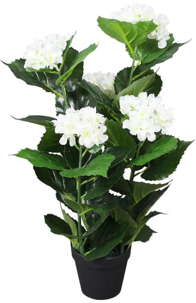 244441 vidaXL Planta hortênsia artificial com vaso 60 cm branco