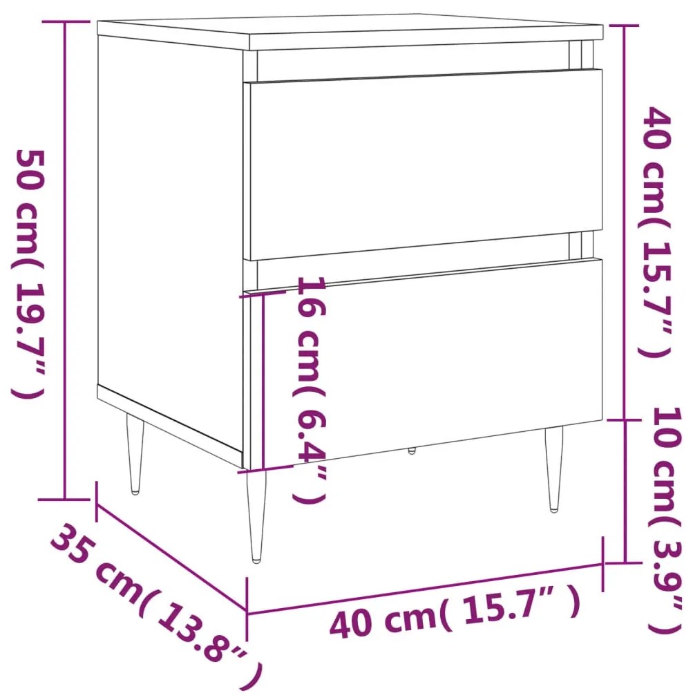 Mesa de cabeceira 40x35x50cm derivados madeira cinzento cimento