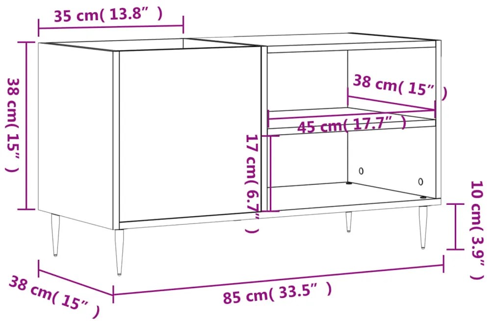 Armário para discos 85x38x48 cm derivados de madeira branco