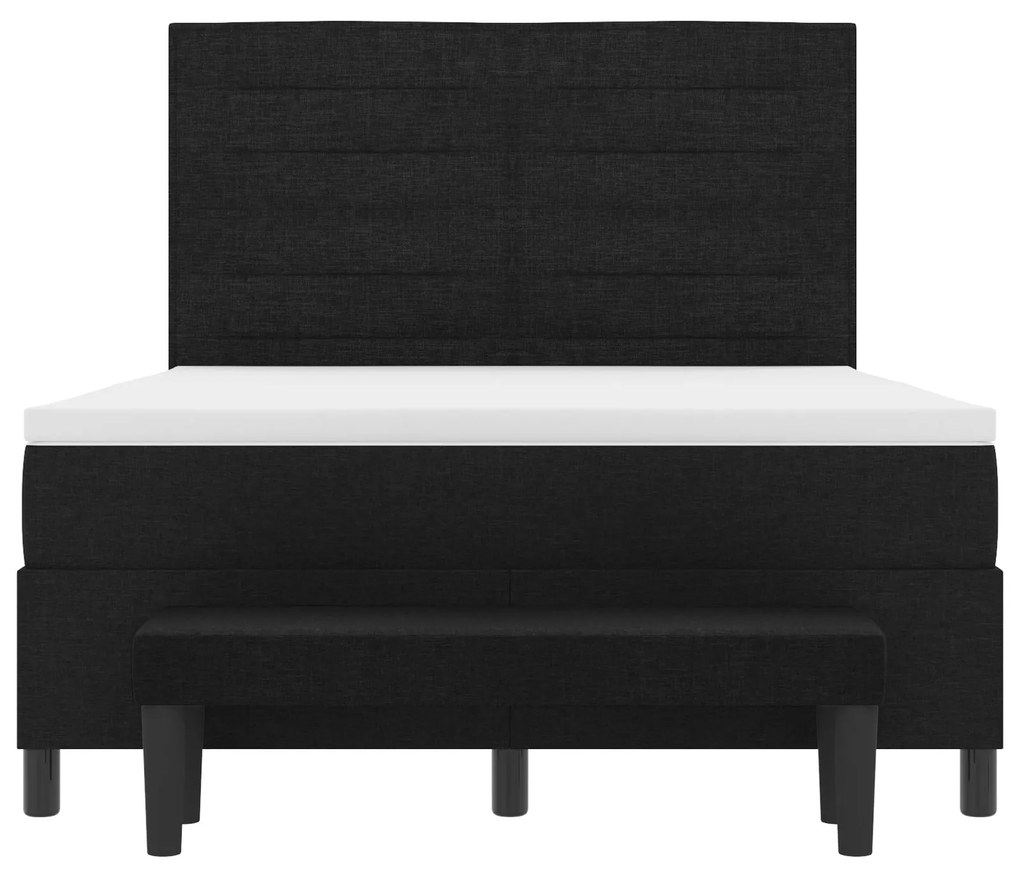 Cama Box com Colchão & Banco Preto 160x200 cm Tecido