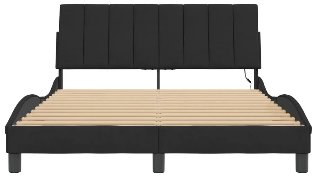 Estrutura de cama c/ luzes LED 120x200 cm veludo preto