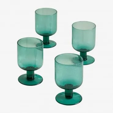 Pack De 4 Copos De Cristal 26 Cl Yelena Verde Jade Bubble - Sklum
