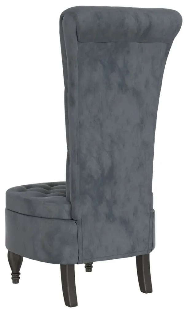 Cadeirão c/ encosto alto veludo cinzento-escuro design botões