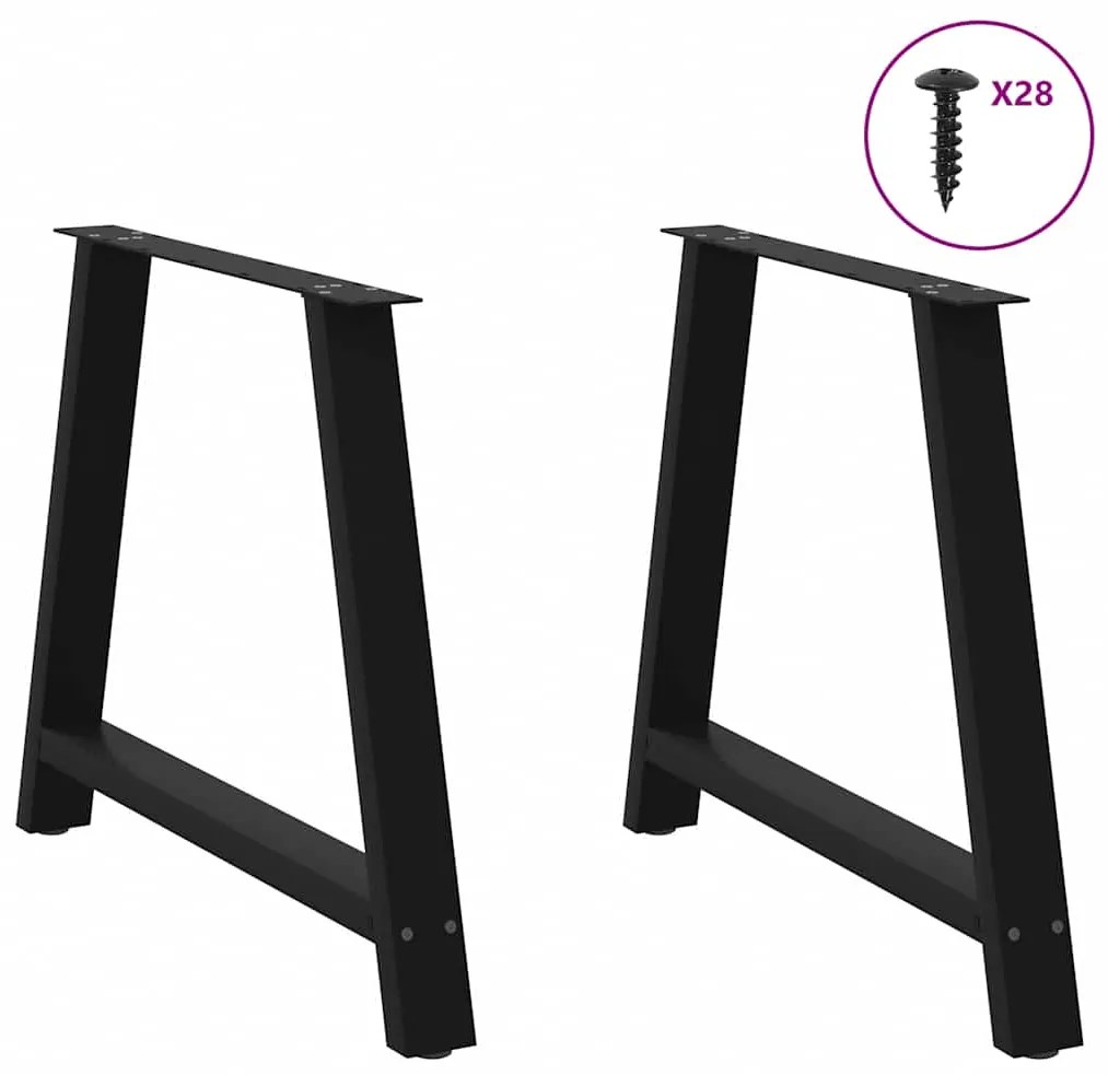 Pés para mesa de jantar em formato A, 2 peças, preto, 100x(72-73) cm,