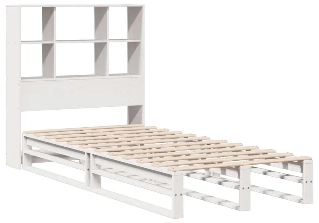 Cama Cosy - Com Estante - 90x190 cm - Madeira Maciça - Cor Branco