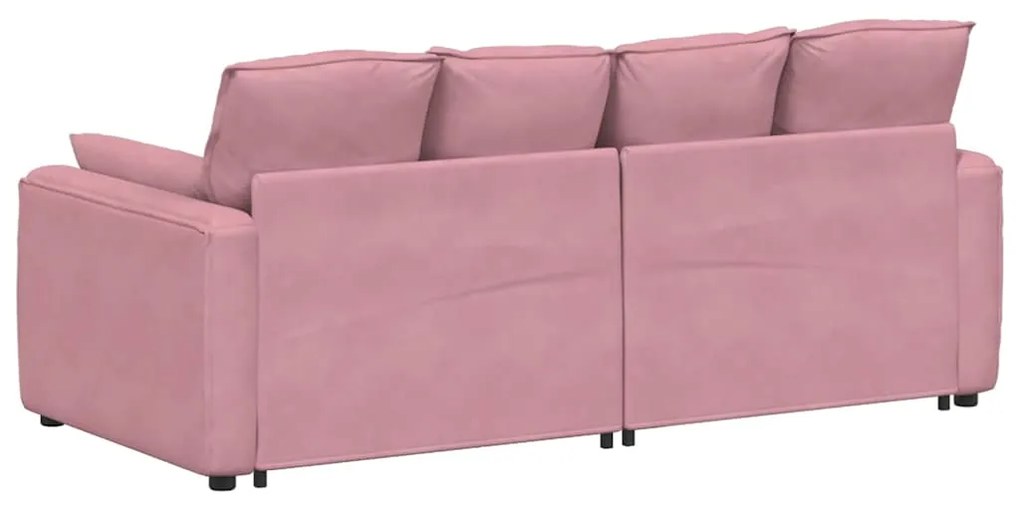 Sofá modular com almofadas rosa