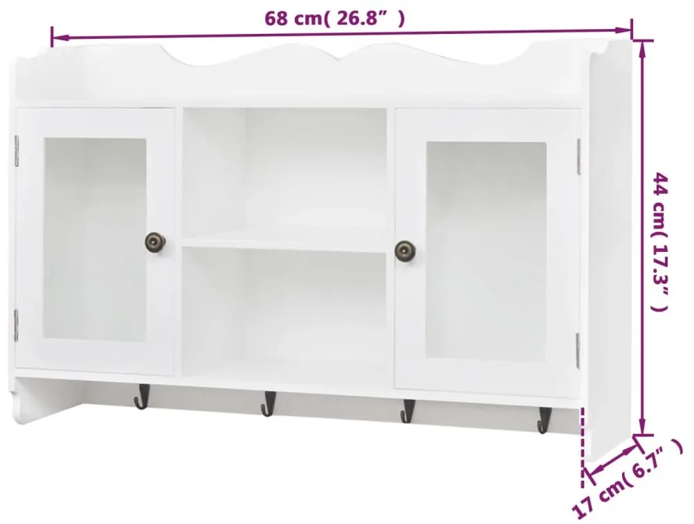 Armário de parede para exposição de livros/DVD/copos MDF branco