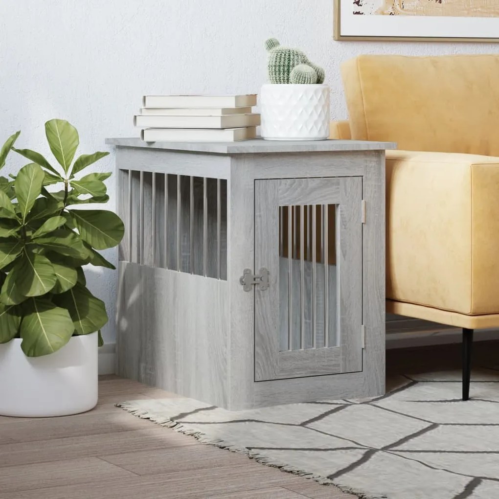 vidaXL Móvel casota para cão derivados de madeira cinzento sonoma