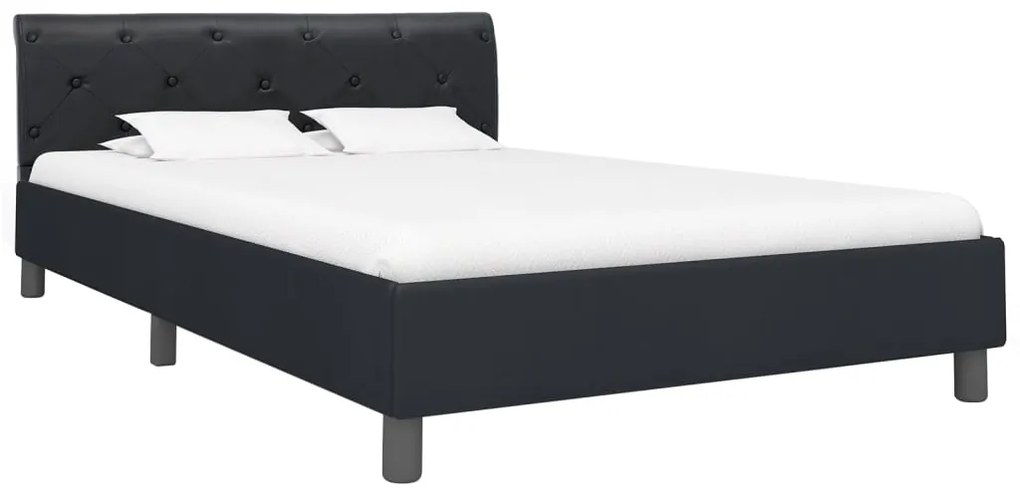 Estrutura de cama 140x200 cm couro artificial preto