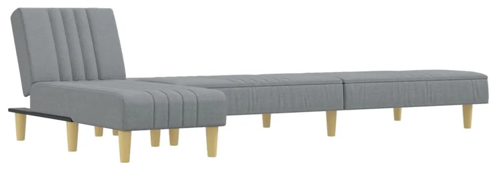 Sofá-cama em forma de L 255x140x70 cm tecido cinzento-claro