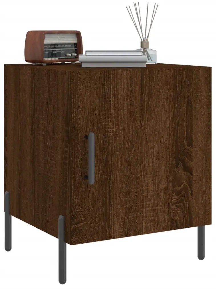 Mesa cabeceira 2pcs 40x40x50cm deriv. madeira carvalho castanho