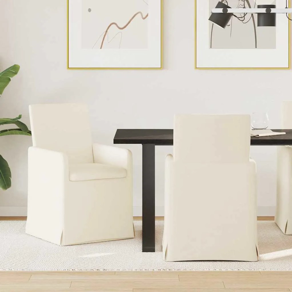 vidaXL Cadeiras de Jantar com rodas 2 pcs Bege 57 x 67 x 95 cm Linho