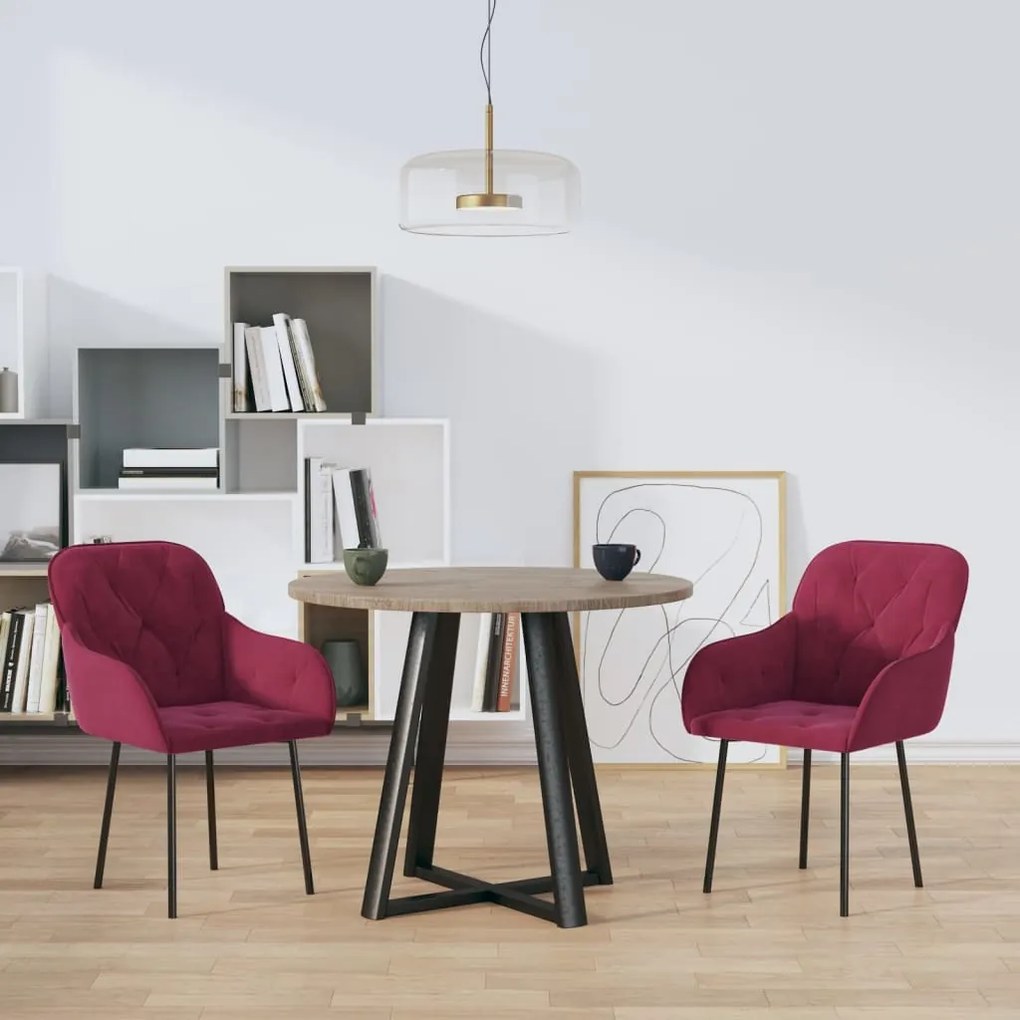 344850 vidaXL Cadeiras de jantar 2 pcs veludo vermelho tinto