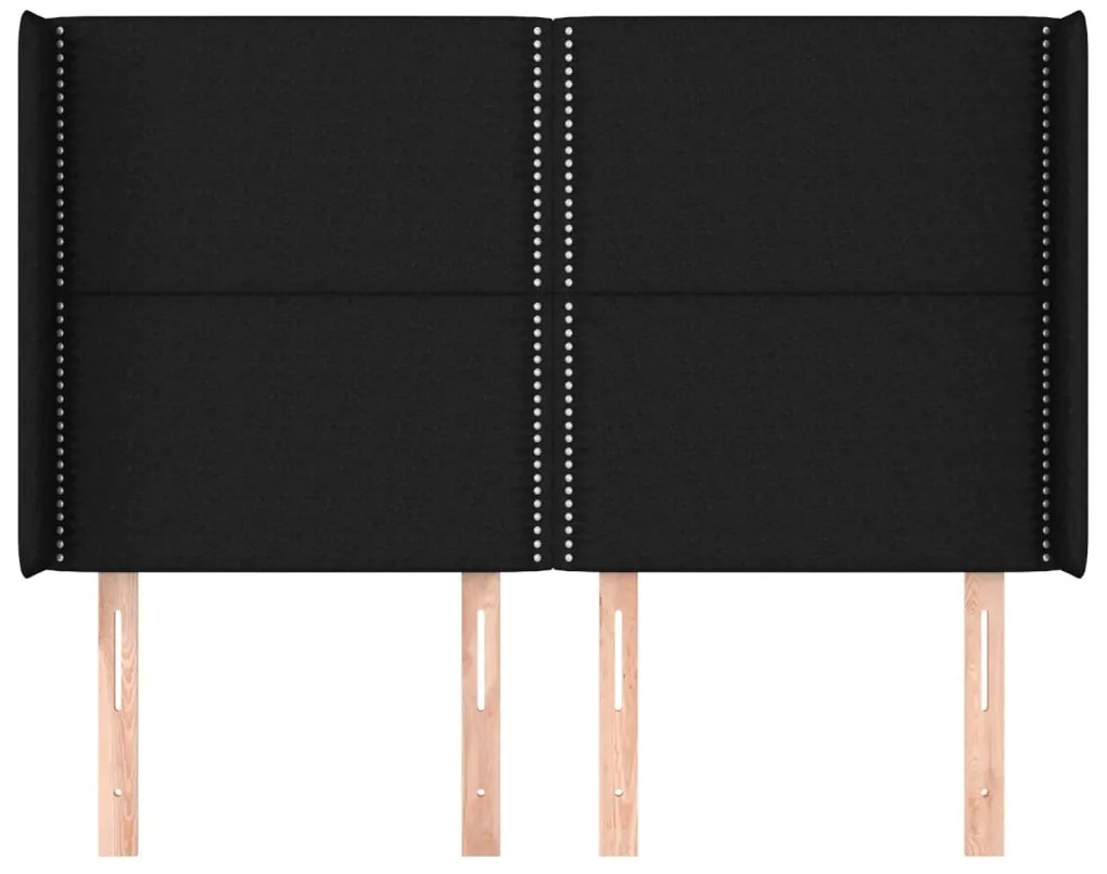 Cabeceira de cama c/ abas tecido 147x16x118/128 cm preto