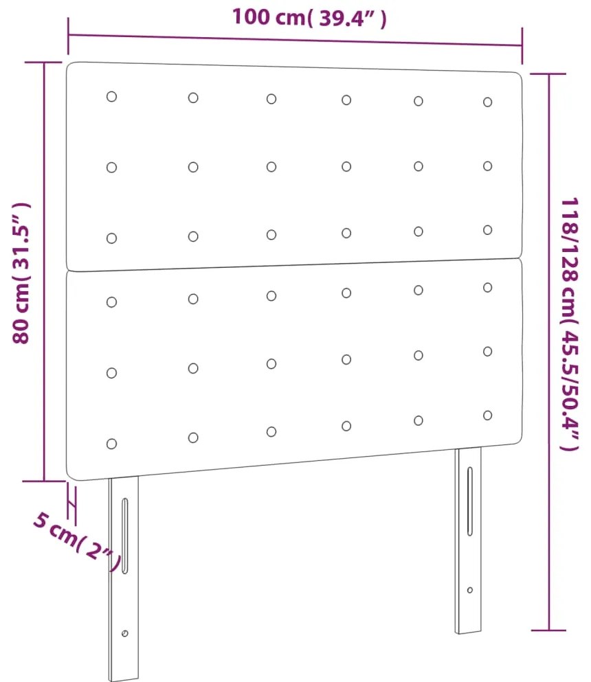 Cabeceira de cama 2 pcs veludo 100x5x78/88 cm cinzento-escuro