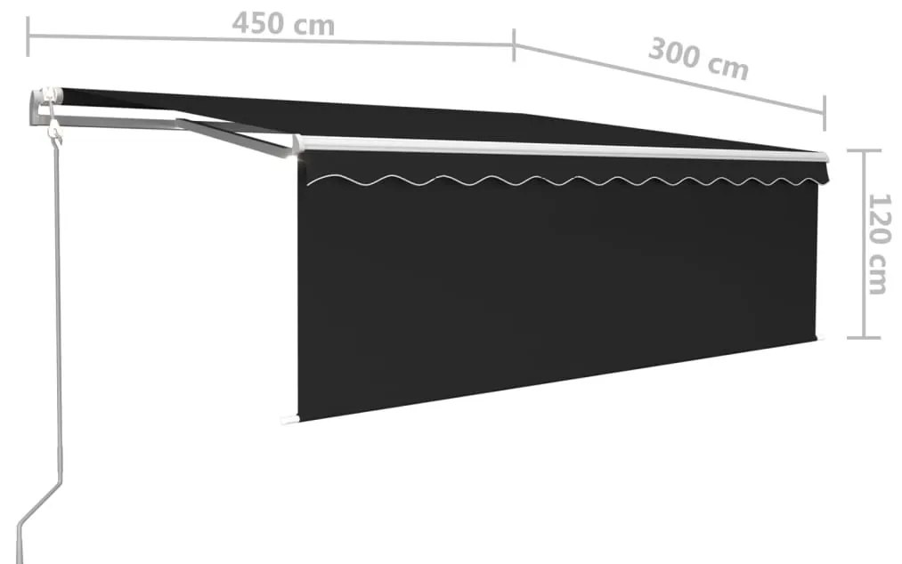 Toldo automático c/ estore/LED/sensor vento 4,5x3 m antracite
