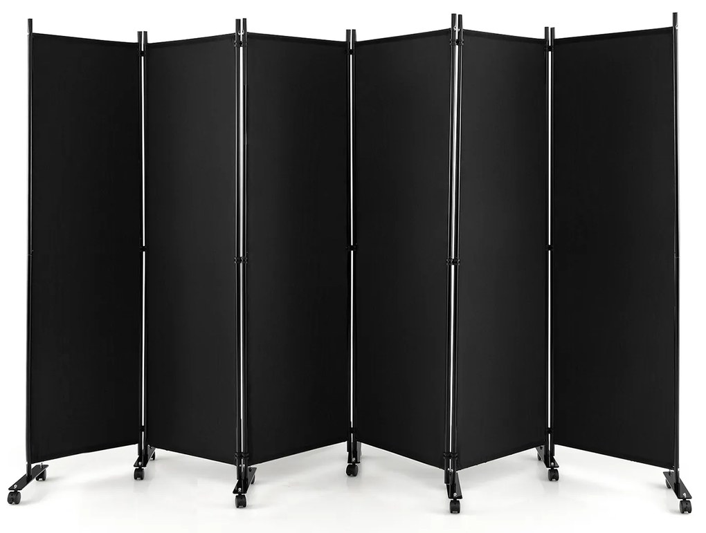 Divisória de ambiente com 6 painéis e 6 pés de altura sobre rodas - marrom