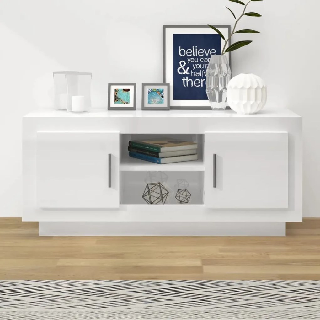 811796 vidaXL Móvel para 102x35x45cm madeira processada branco brilhante