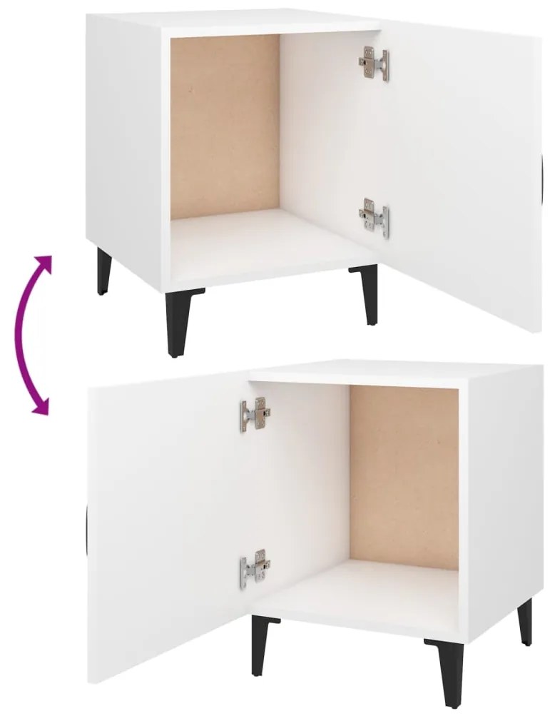 Mesas de cabeceira 2 pcs madeira processada branco