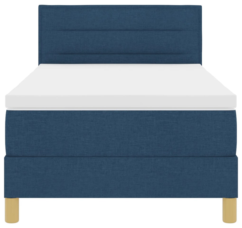 Cama Box Spring Azul com Colchão 90x190 cm Tecido