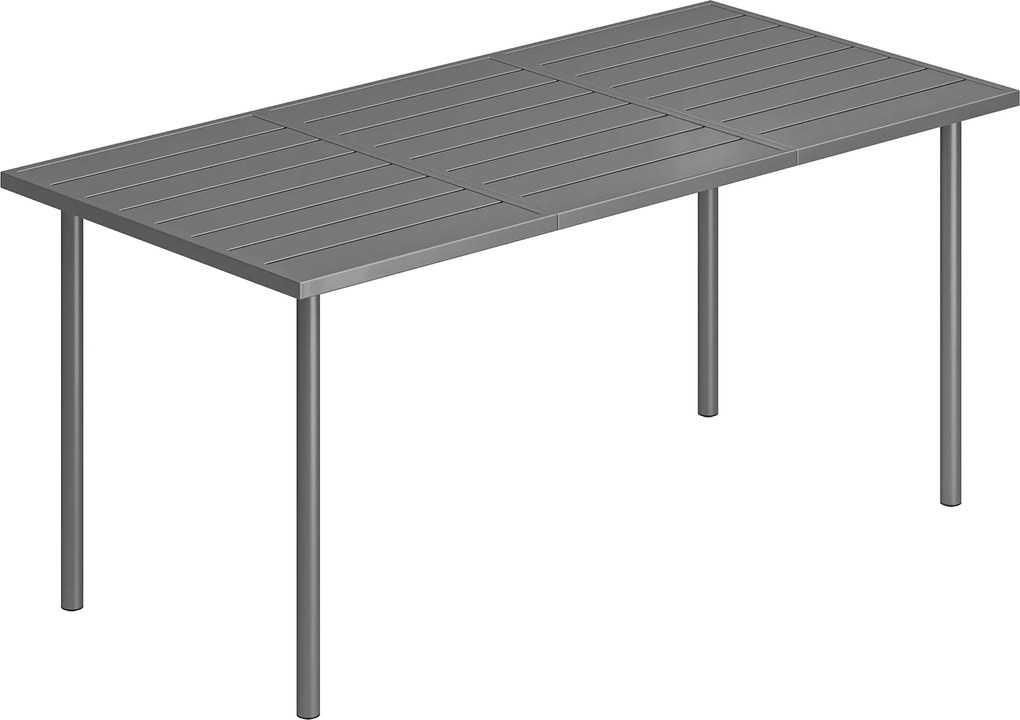 Outsunny Mesa de jardim 165 x 80 cm para 6 pessoas Mesa de jantar com tampo de ripas metálicas Estrutura de aço, Retangular | Aosom Portugal