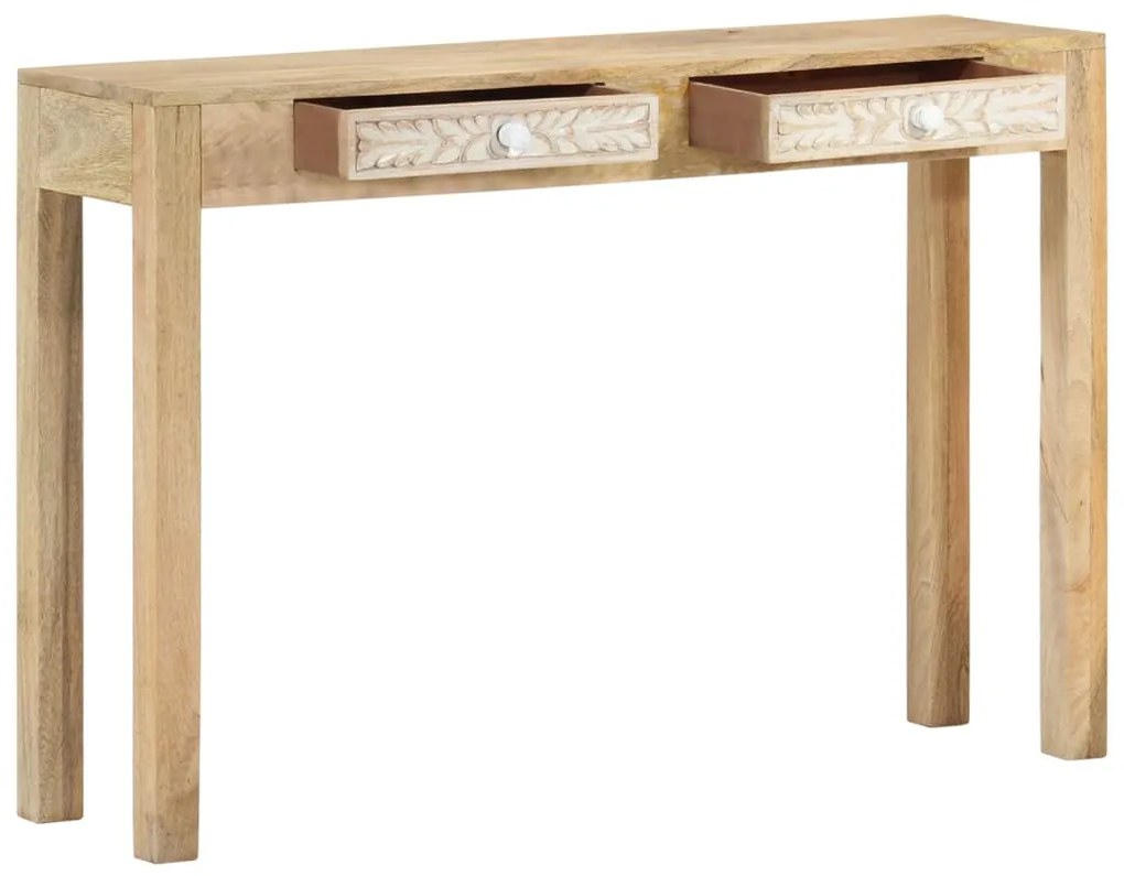 Mesa consola 110x30x75cm madeira de mangueira maciça branqueada