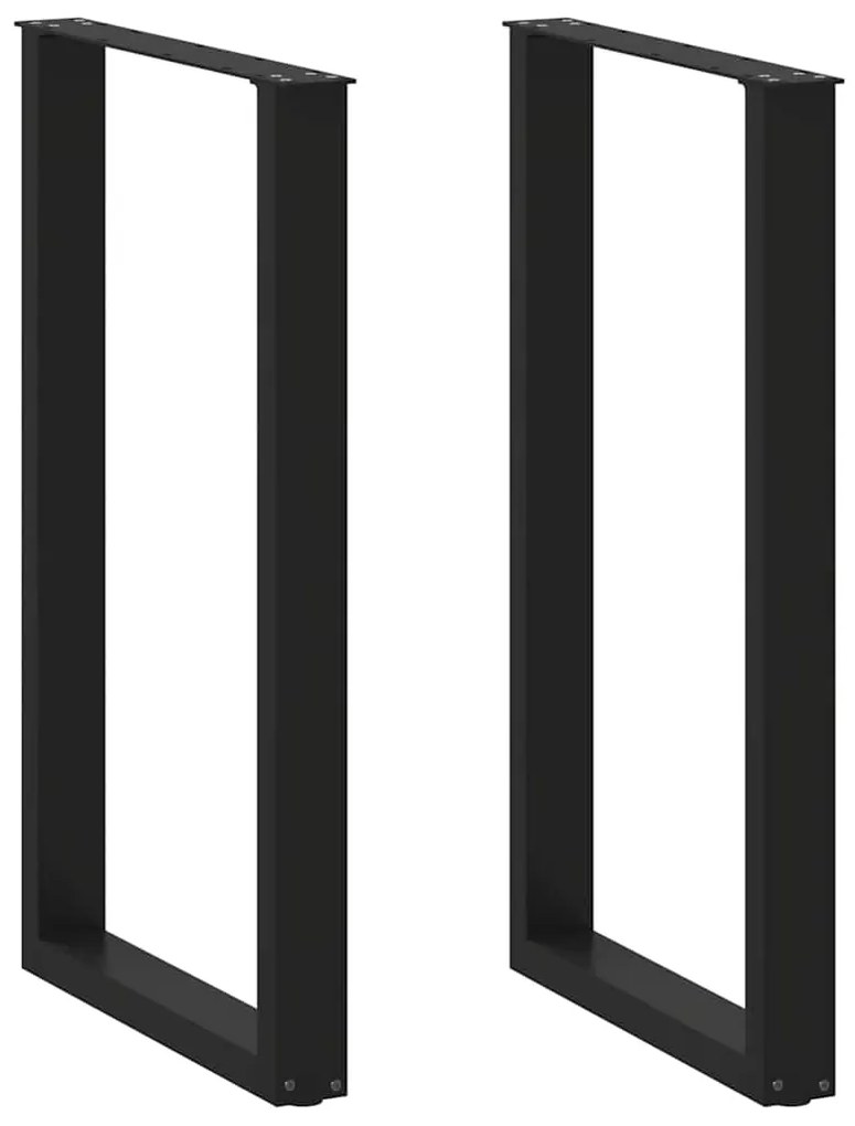 vidaXL Pés de mesa de bar em forma de U, 2 peças, preto, 60x(100-101) cm, aço