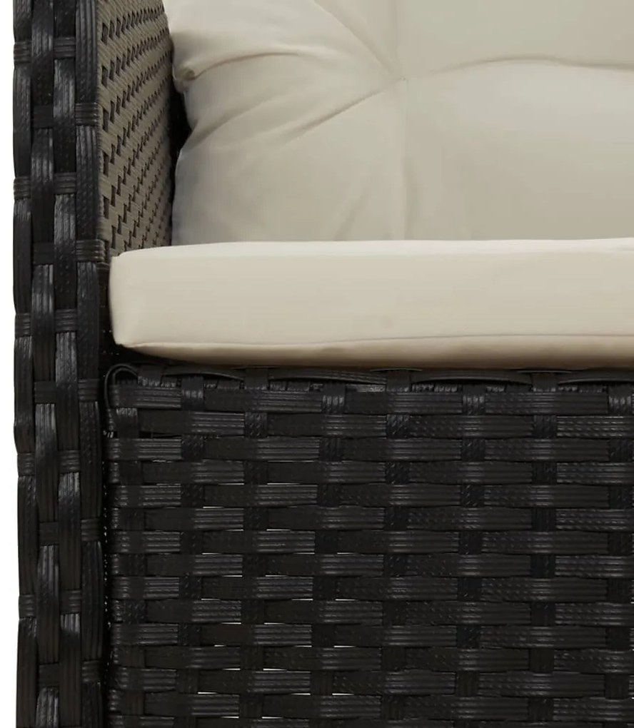 5 pcs conjunto lounge de jardim c/ almofadões vime PE preto