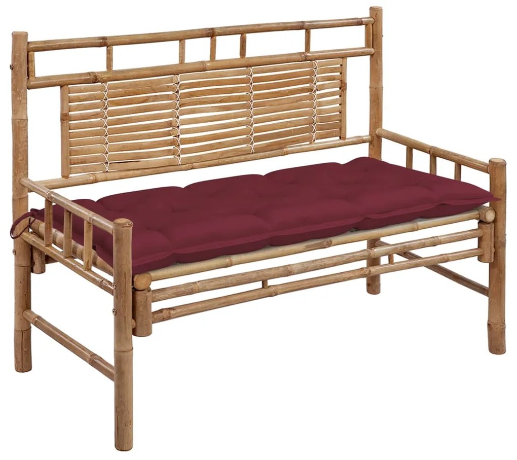 vidaXL Banco de jardim com almofadão 120 cm bambu
