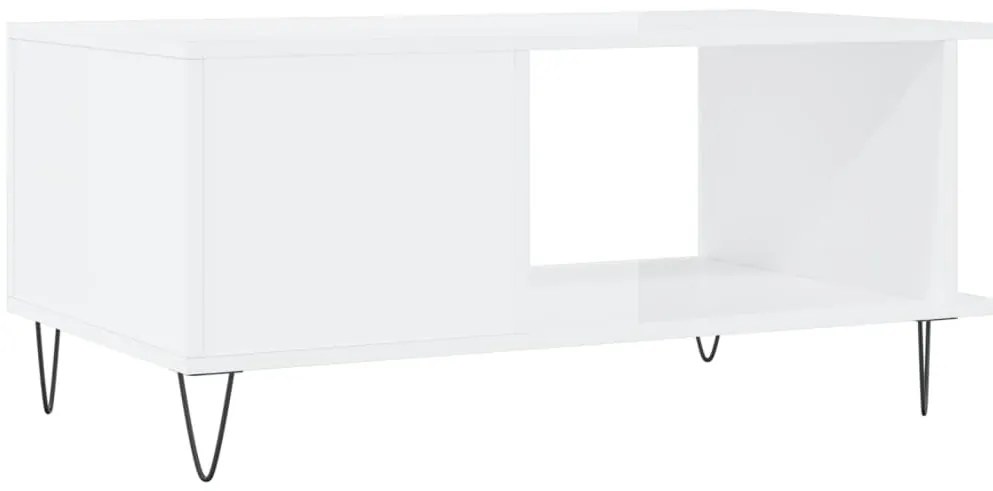 Mesa de centro 90x50x40 cm madeira processada branco brilhante