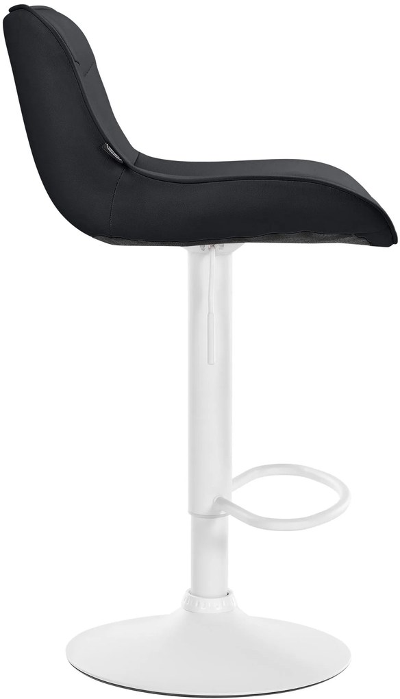 Banco alto em couro sintético com estrutura branca 85-106 x 49 x 51 cm preto