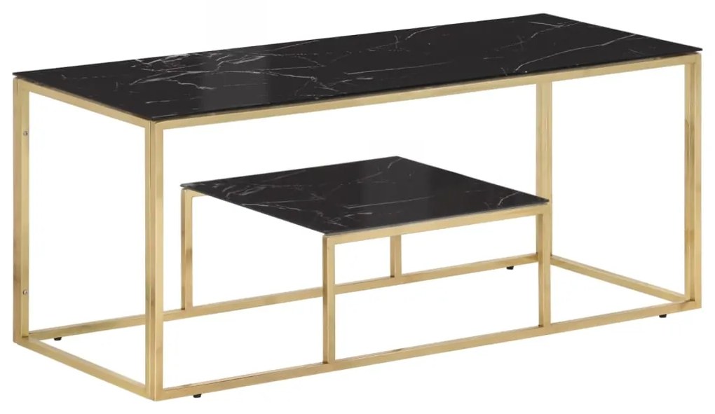 vidaXL Mesa de centro aço inoxidável e vidro temperado dourado