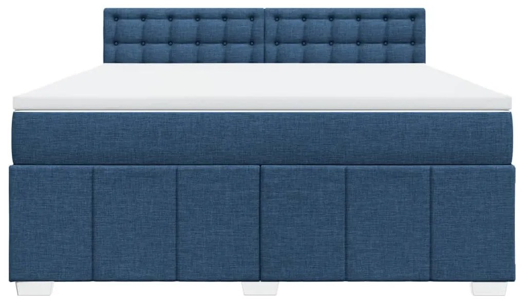 Cama com molas/colchão 180x200 cm tecido azul