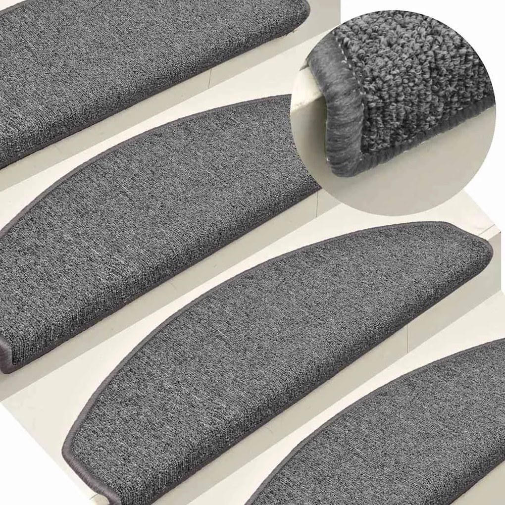 Tapetes de escada 30 pcs 65x24x4 cm cinzento-escuro