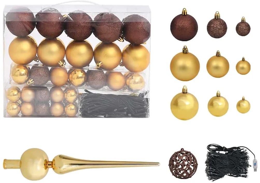 Meia árvore Natal artificial pré-iluminada c/ bolas branco
