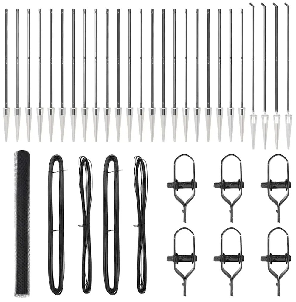 vidaXL Poste de Cerca Cinzeto 50 x 1,6 m (malha de 25 mm) Aço e PVC