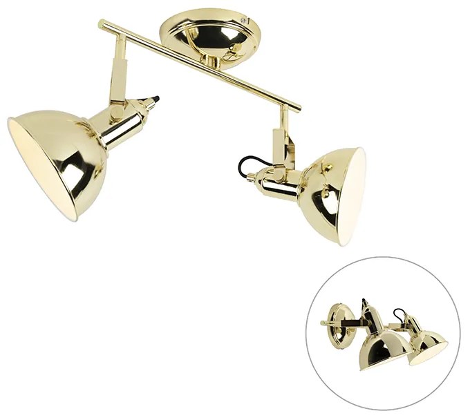 Foco Art Deco dourado 2-luzes - Tommy Industrial