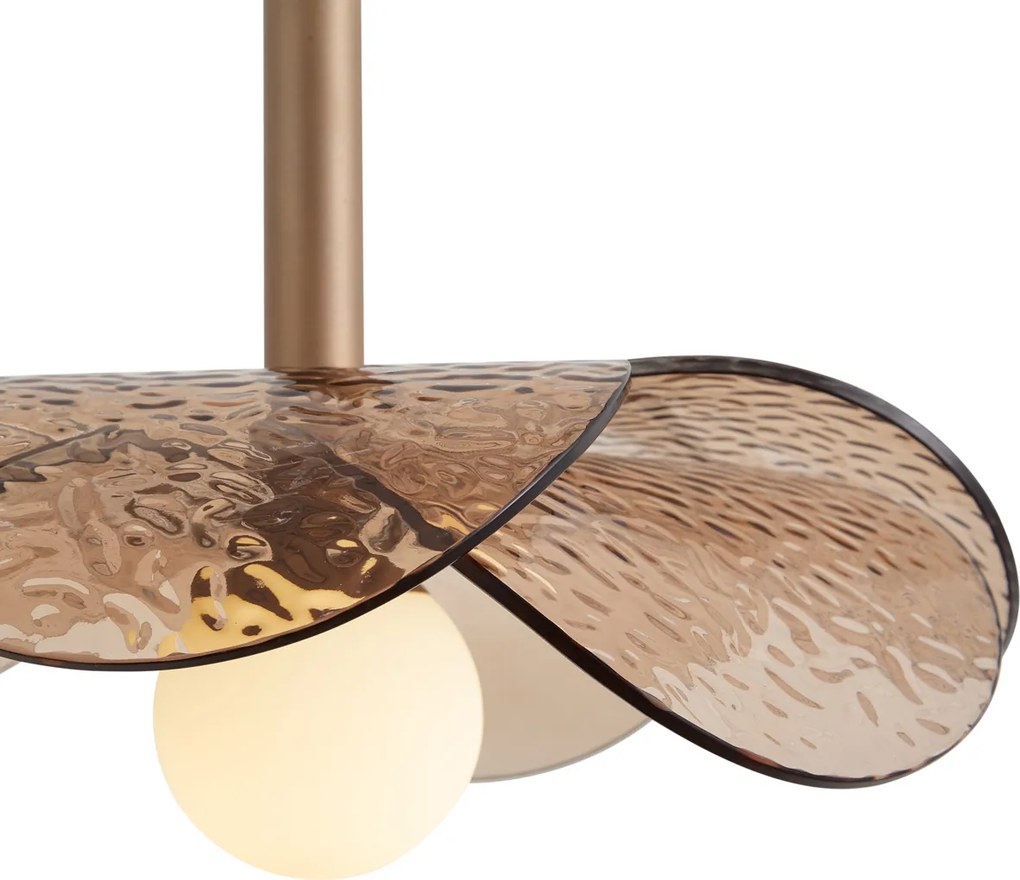 Candeeiro Pendente de Design Bronze Escuro com Vidro Âmbar - Kemner