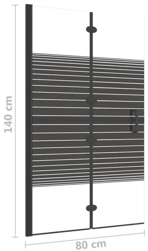Divisória de chuveiro dobrável ESG 80x140 cm preto