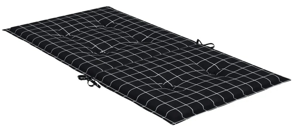 Almofadões cadeira encosto baixo 2 pcs tecido xadrez preto
