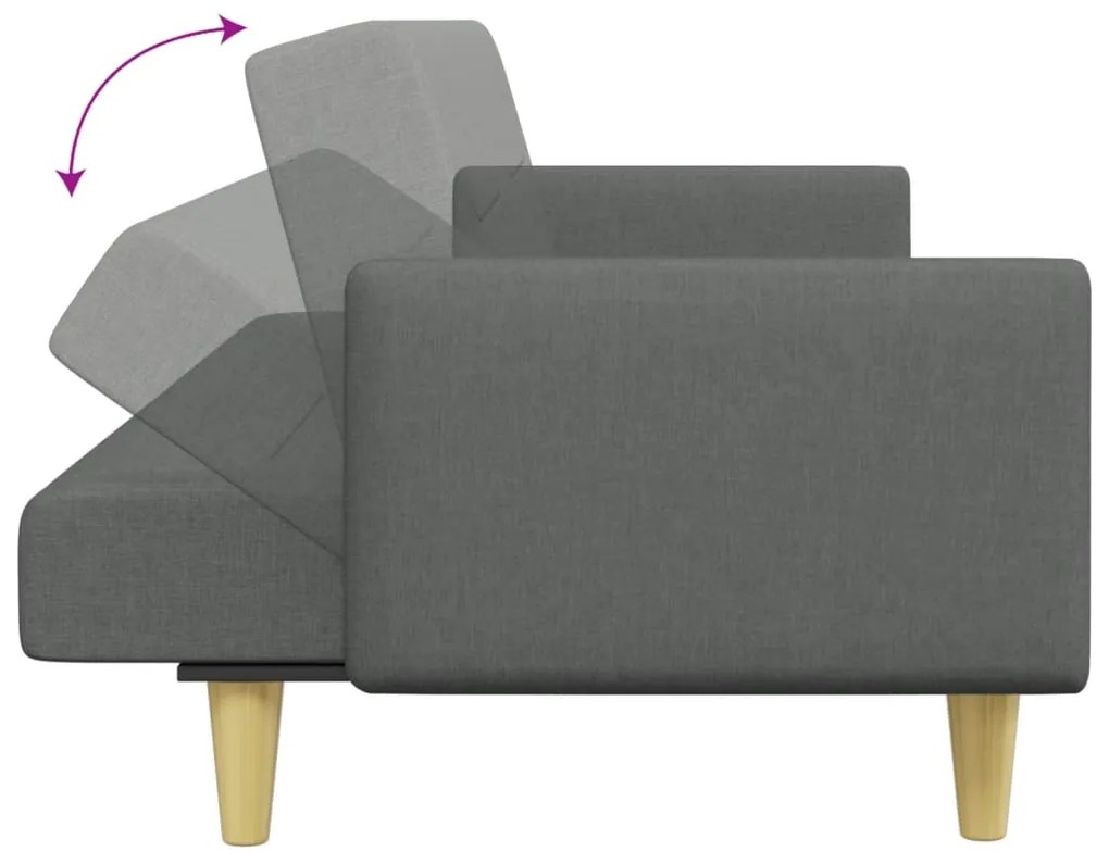 Sofá-cama de 2 lugares c/ apoio de pés tecido cinzento-escuro