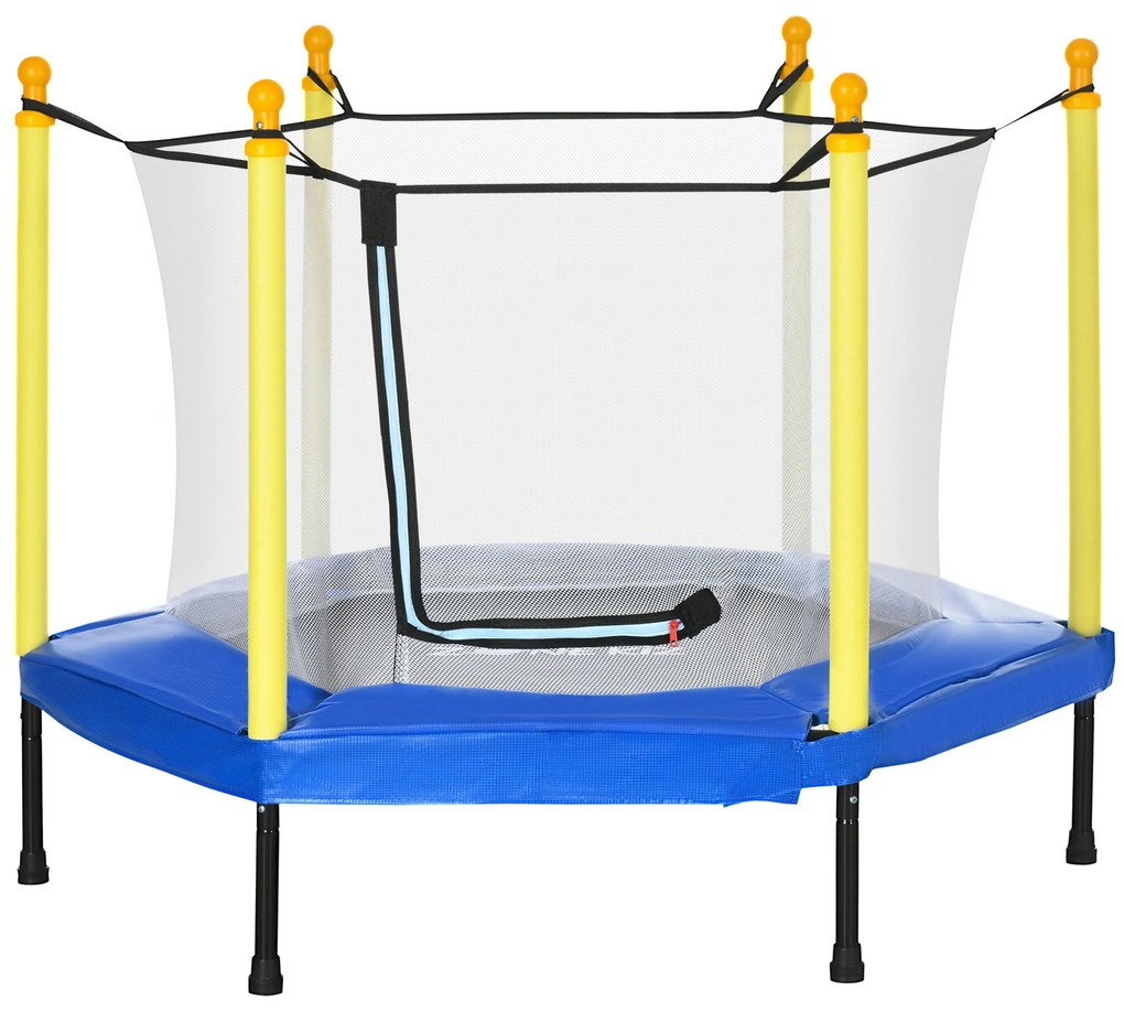 Trampolim para Crianças com Rede de Segurança 122x122x97 cm Azul