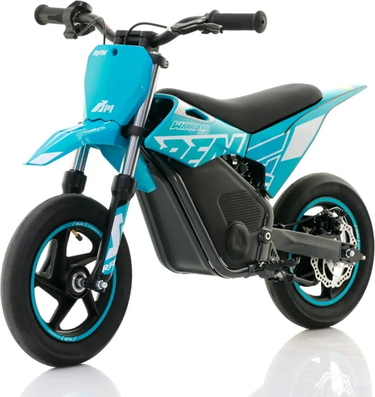 Mini moto elétrica para crianças Minicross electrica RFN Warrior SX-E250 Supermotard 250W 12/12" Até 25Km/hora cm limitador Azul Celeste