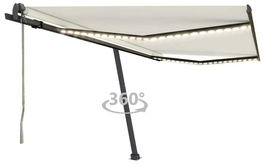 Toldo automático com LED e sensor de vento 450x350 cm cor creme