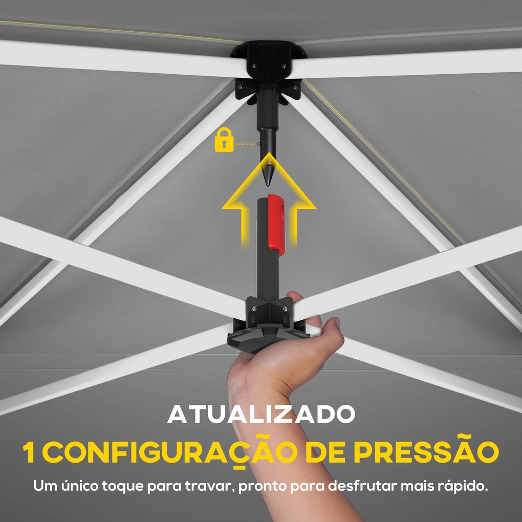 Tenda Dobrável 3x3 m Pop-up com UPF50+, 4 Laterais Removíveis, Altura Ajustável e Bolsa de Transporte - Cinzento Escuro