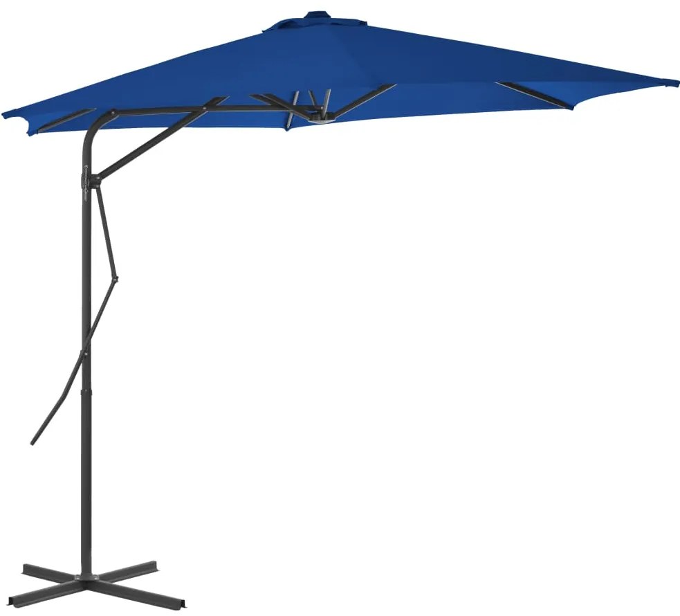 Guarda-sol de jardim com poste de aço 300x230 cm azul