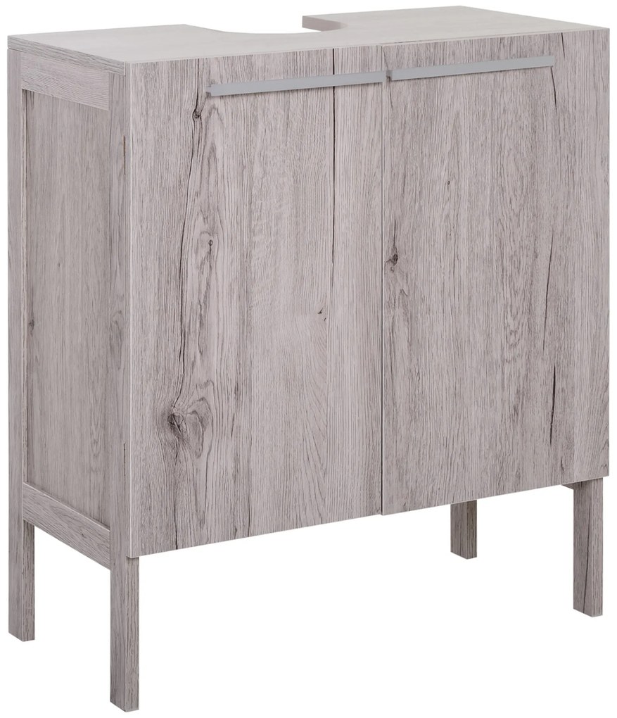 kleanklin Armário para Lavatório Pousar com 2 Portas Móvel para Casa de Banho Compacto 60x30x70cm Madeira Acinzentado