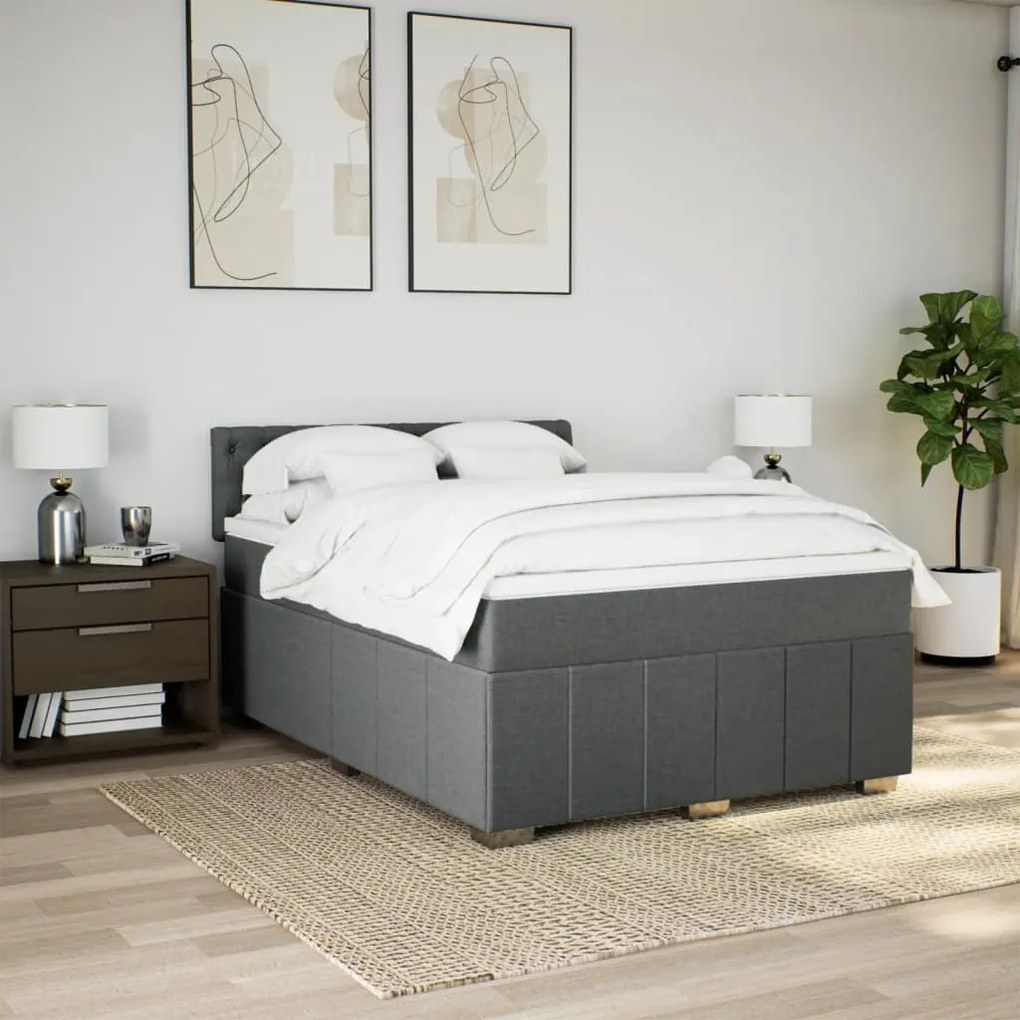 Cama com molas/colchão 160x200 cm tecido cinzento-escuro