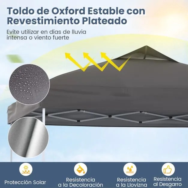 Tenda dobrável 295 x 295 cm para jardim, feiras, eventos com bolsa de transporte teto ventilado Cinzento